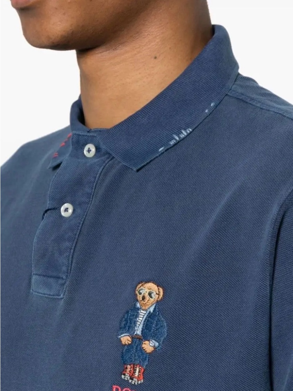 Polo by Ralph Lauren Men’s Navy Polo Bear - Motif Cotton Polo Shirt. Sz L - Picture 3 of 12